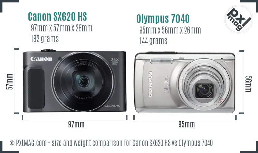 Canon SX620 HS vs Olympus 7040 size comparison