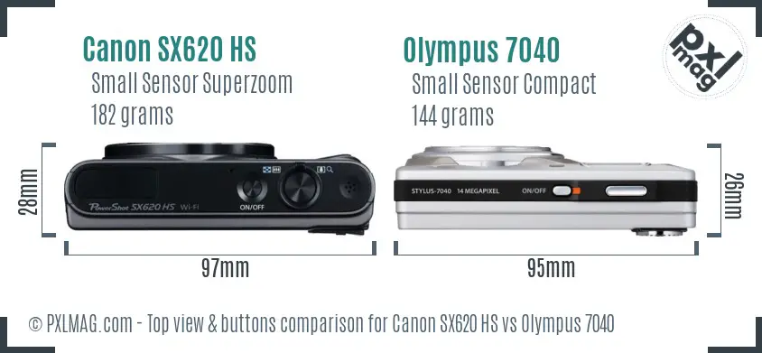 Canon SX620 HS vs Olympus 7040 top view buttons comparison