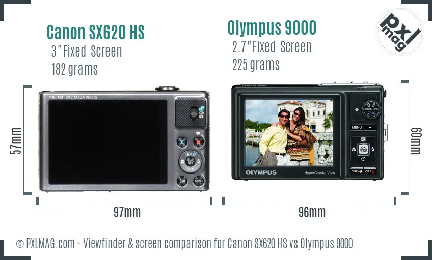 Canon SX620 HS vs Olympus 9000 Screen and Viewfinder comparison Canon SX620 HS vs Olympus 9000 Screen and Viewfinder comparison