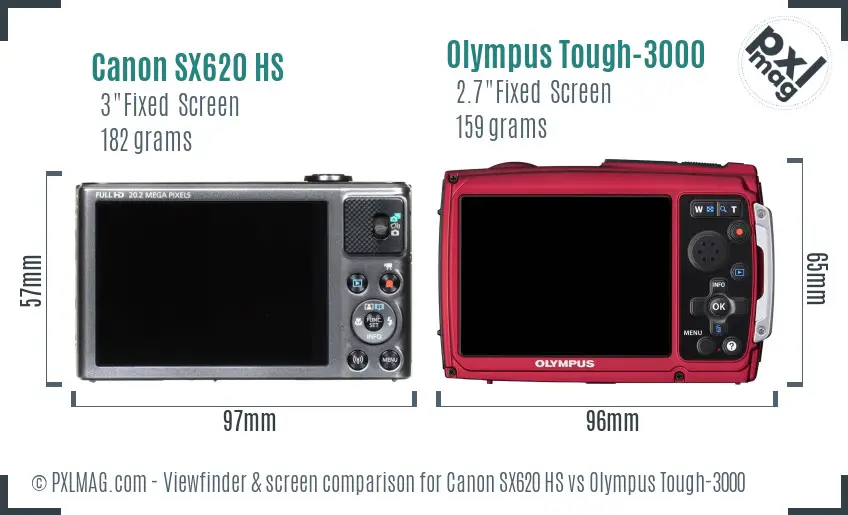 Canon SX620 HS vs Olympus Tough-3000 Screen and Viewfinder comparison Canon SX620 HS vs Olympus Tough-3000 Screen and Viewfinder comparison