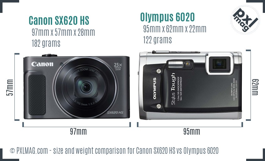 Canon SX620 HS vs Olympus 6020 size comparison