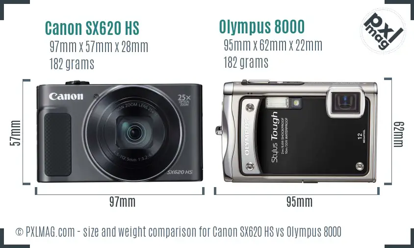 Canon SX620 HS vs Olympus 8000 size comparison Canon SX620 HS vs Olympus 8000 size comparison