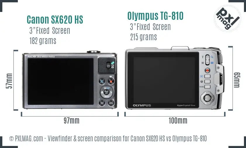 Canon SX620 HS vs Olympus TG-810 Screen and Viewfinder comparison Canon SX620 HS vs Olympus TG-810 Screen and Viewfinder comparison