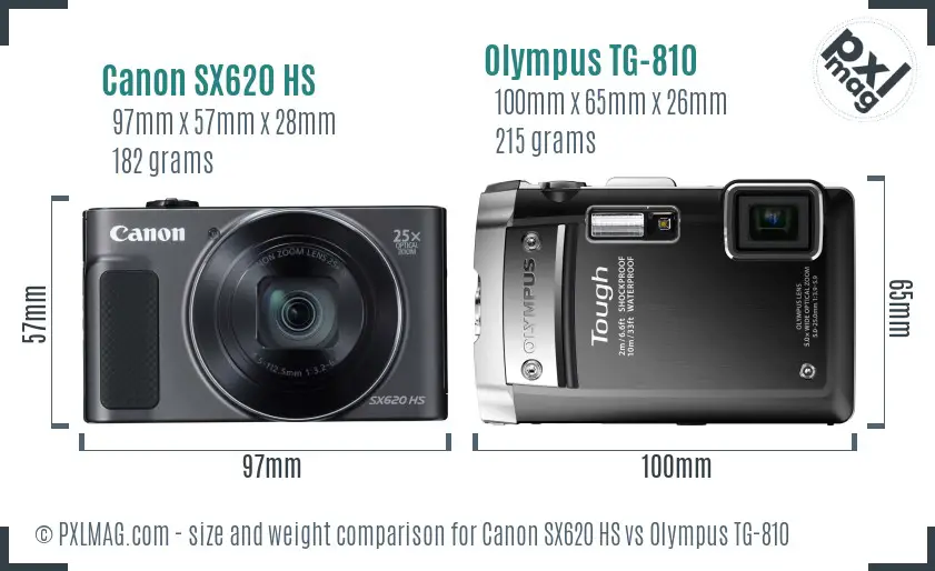 Canon SX620 HS vs Olympus TG-810 size comparison Canon SX620 HS vs Olympus TG-810 size comparison
