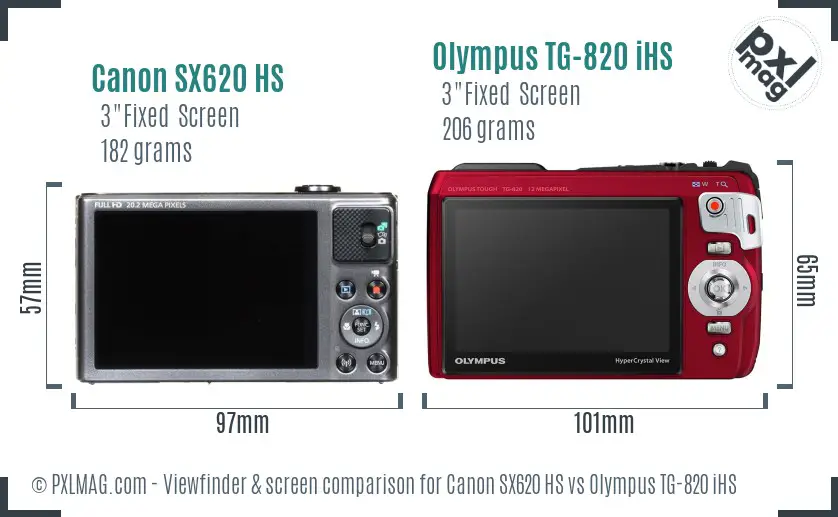 Canon SX620 HS vs Olympus TG-820 iHS Screen and Viewfinder comparison Canon SX620 HS vs Olympus TG-820 iHS Screen and Viewfinder comparison