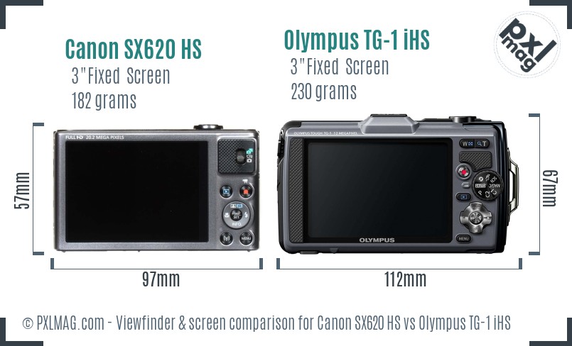 Canon SX620 HS vs Olympus TG-1 iHS Screen and Viewfinder comparison