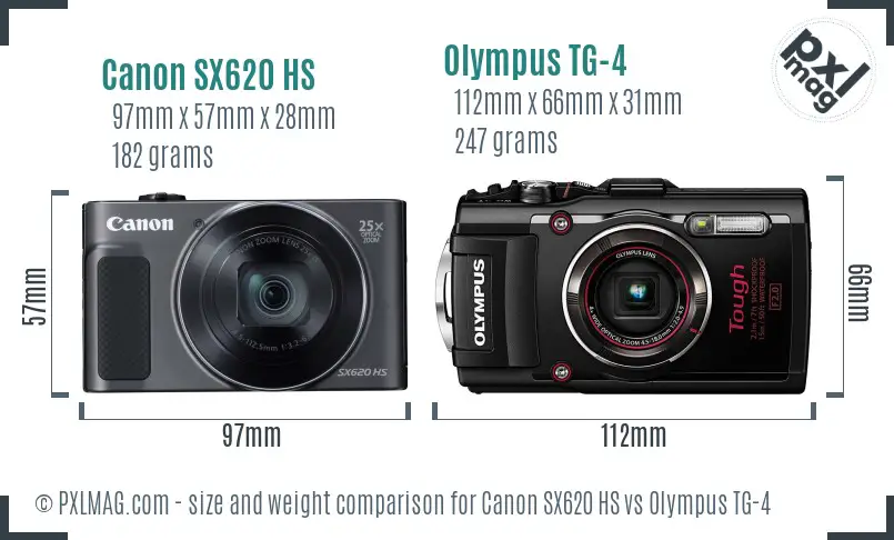 Canon SX620 HS vs Olympus TG-4 size comparison