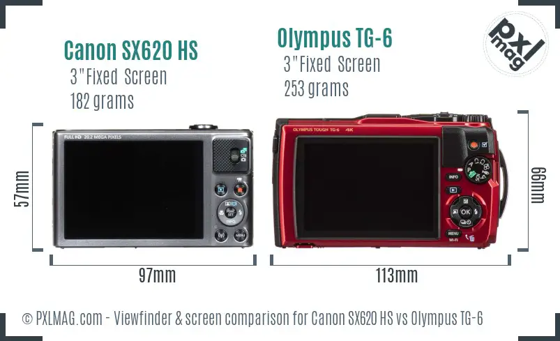 Canon SX620 HS vs Olympus TG-6 Screen and Viewfinder comparison