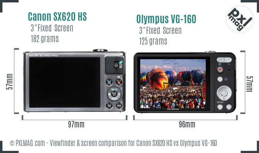 Canon SX620 HS vs Olympus VG-160 Screen and Viewfinder comparison Canon SX620 HS vs Olympus VG-160 Screen and Viewfinder comparison
