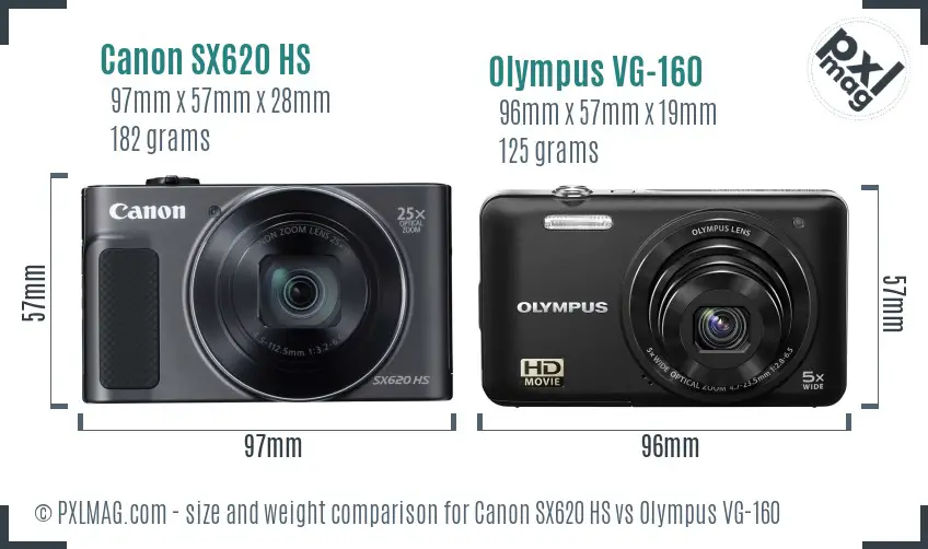 Canon SX620 HS vs Olympus VG-160 size comparison Canon SX620 HS vs Olympus VG-160 size comparison