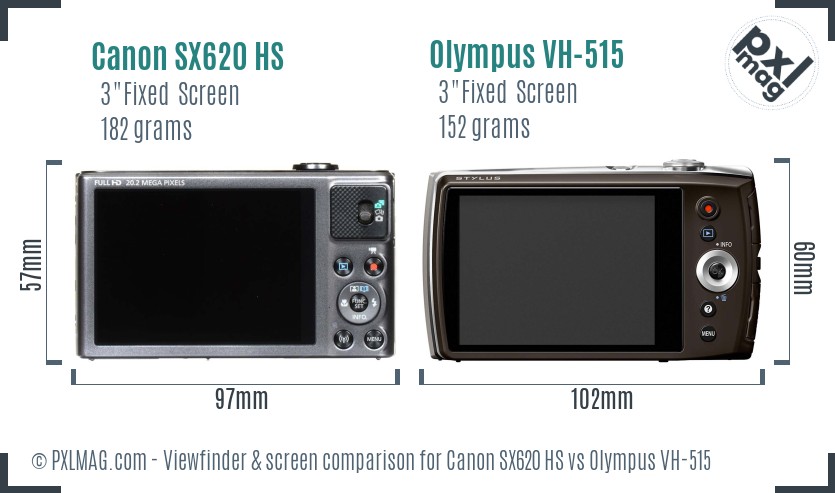 Canon SX620 HS vs Olympus VH-515 Screen and Viewfinder comparison