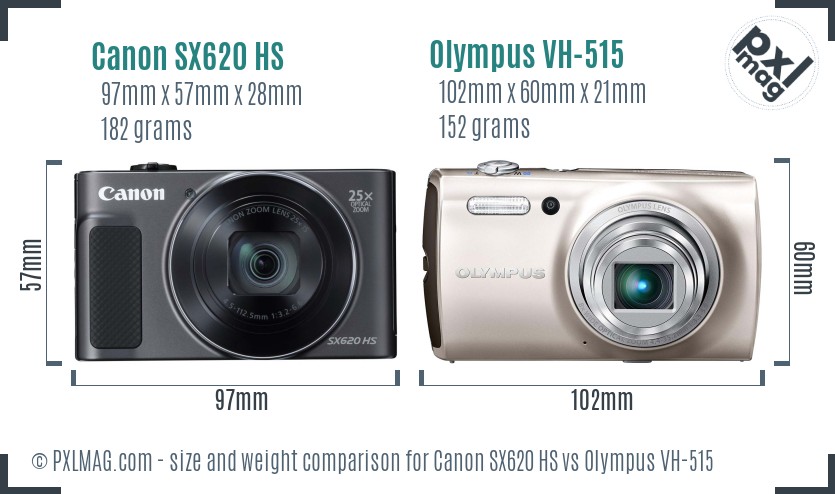 Canon SX620 HS vs Olympus VH-515 size comparison Canon SX620 HS vs Olympus VH-515 size comparison