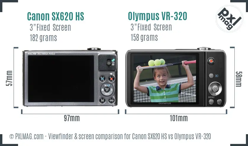 Canon SX620 HS vs Olympus VR-320 Screen and Viewfinder comparison Canon SX620 HS vs Olympus VR-320 Screen and Viewfinder comparison