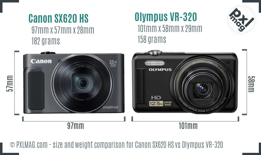 Canon SX620 HS vs Olympus VR-320 size comparison Canon SX620 HS vs Olympus VR-320 size comparison