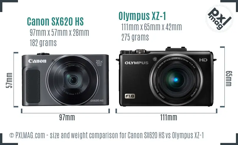 Canon SX620 HS vs Olympus XZ-1 size comparison