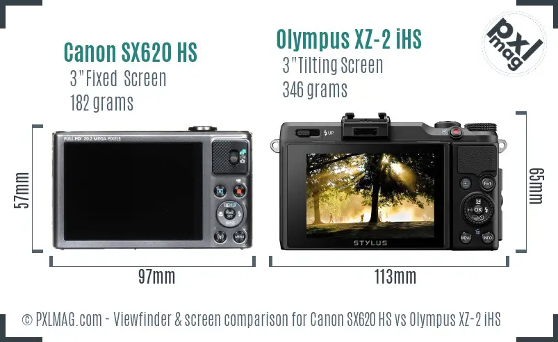 Canon SX620 HS vs Olympus XZ-2 iHS Screen and Viewfinder comparison Canon SX620 HS vs Olympus XZ-2 iHS Screen and Viewfinder comparison