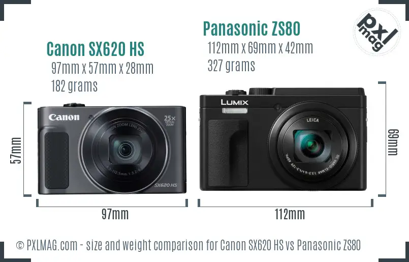 Canon SX620 HS vs Panasonic ZS80 size comparison