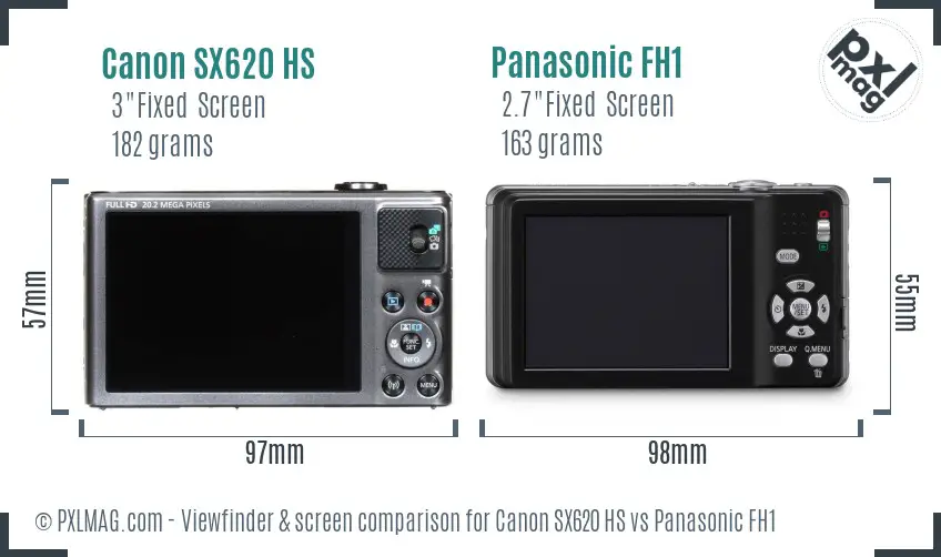 Canon SX620 HS vs Panasonic FH1 Screen and Viewfinder comparison