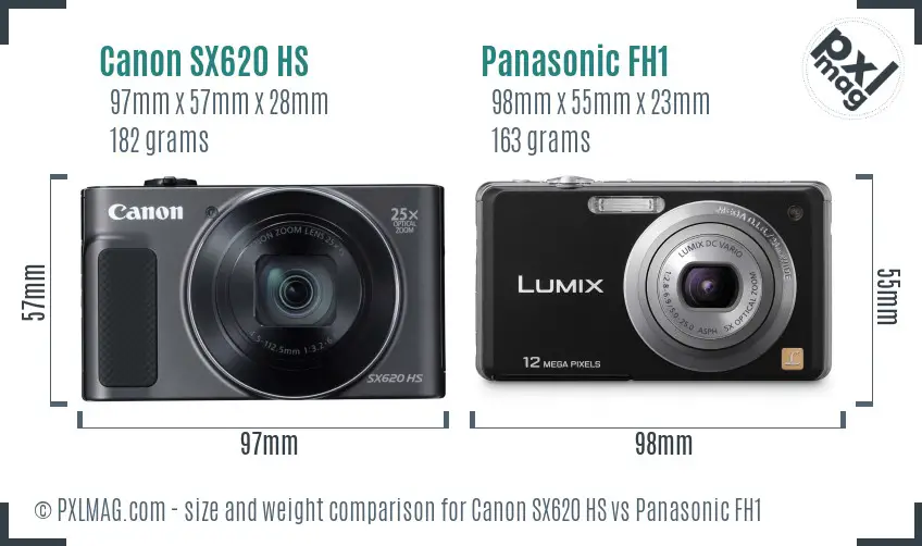 Canon SX620 HS vs Panasonic FH1 size comparison