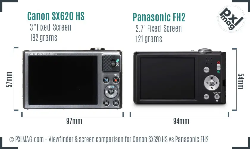 Canon SX620 HS vs Panasonic FH2 Screen and Viewfinder comparison