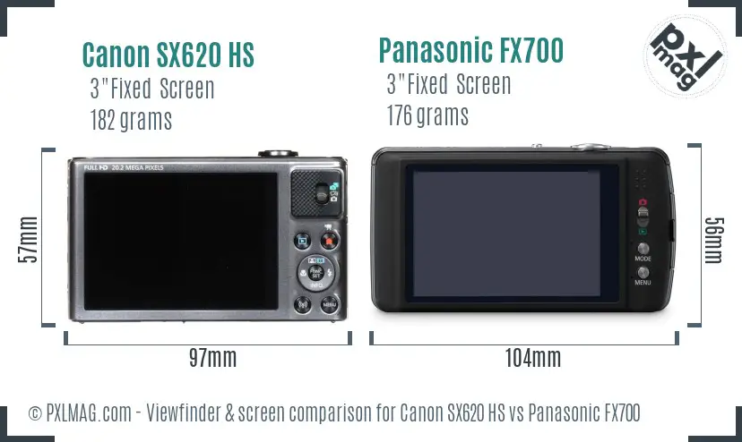 Canon SX620 HS vs Panasonic FX700 Screen and Viewfinder comparison Canon SX620 HS vs Panasonic FX700 Screen and Viewfinder comparison
