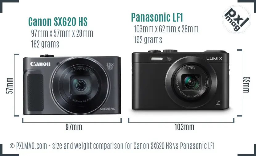 Canon SX620 HS vs Panasonic LF1 size comparison