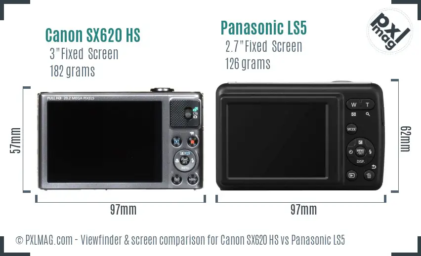 Canon SX620 HS vs Panasonic LS5 Screen and Viewfinder comparison