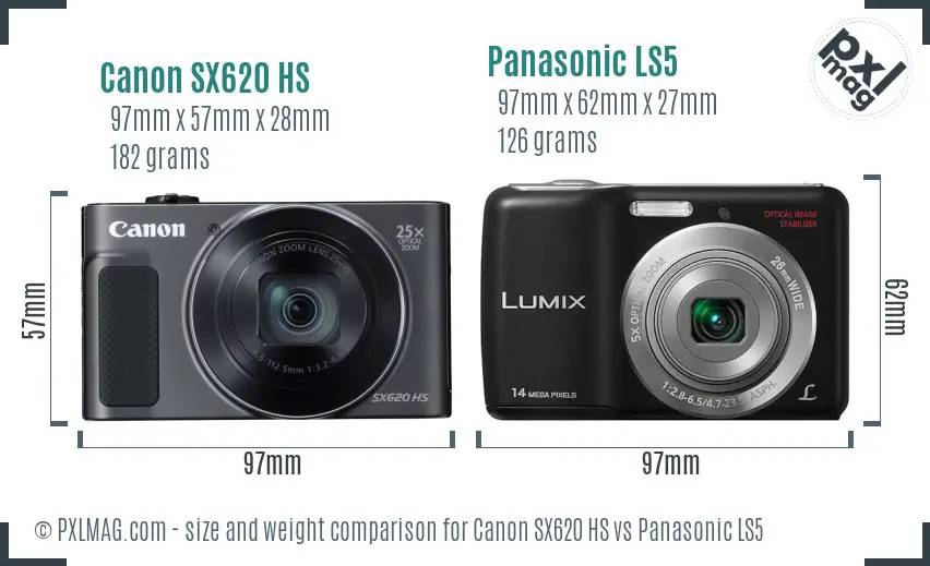 Canon SX620 HS vs Panasonic LS5 size comparison