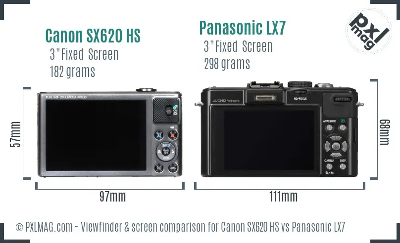 Canon SX620 HS vs Panasonic LX7 Screen and Viewfinder comparison