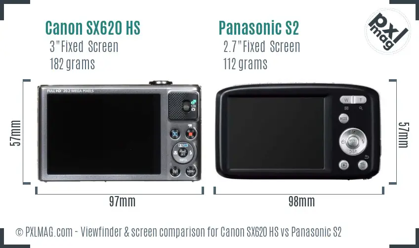 Canon SX620 HS vs Panasonic S2 Screen and Viewfinder comparison Canon SX620 HS vs Panasonic S2 Screen and Viewfinder comparison