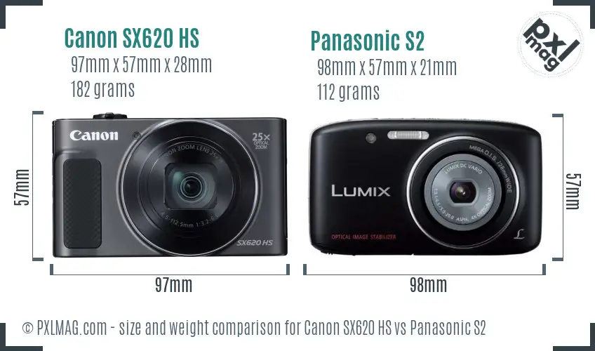 Canon SX620 HS vs Panasonic S2 size comparison Canon SX620 HS vs Panasonic S2 size comparison