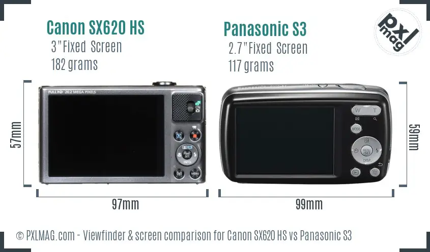 Canon SX620 HS vs Panasonic S3 Screen and Viewfinder comparison