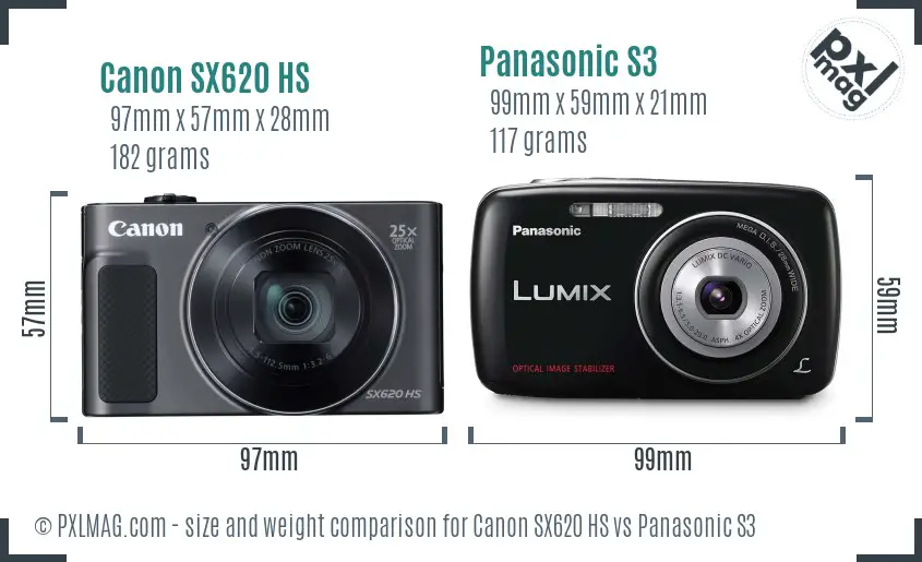 Canon SX620 HS vs Panasonic S3 size comparison