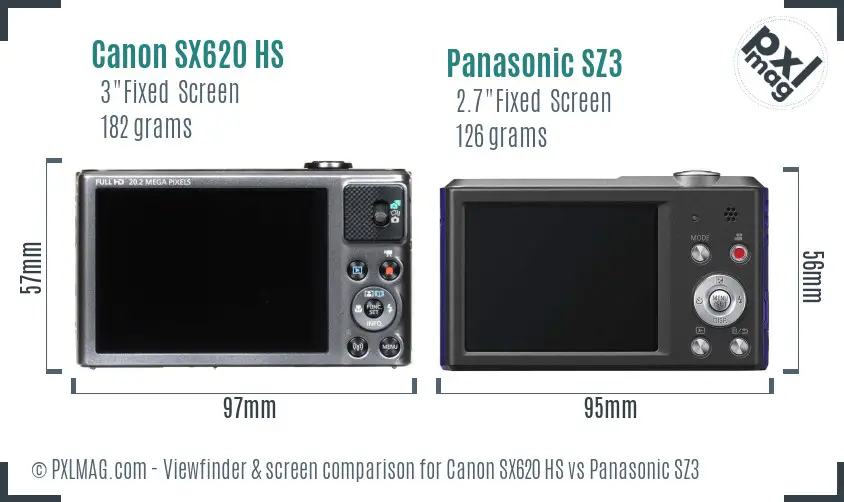 Canon SX620 HS vs Panasonic SZ3 Screen and Viewfinder comparison