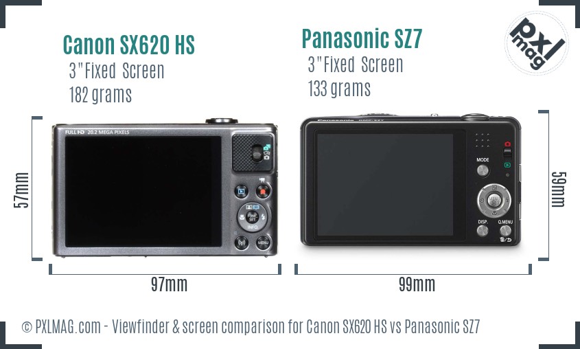 Canon SX620 HS vs Panasonic SZ7 Screen and Viewfinder comparison