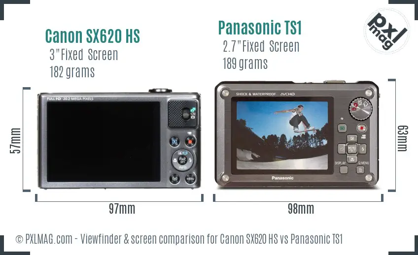 Canon SX620 HS vs Panasonic TS1 Screen and Viewfinder comparison