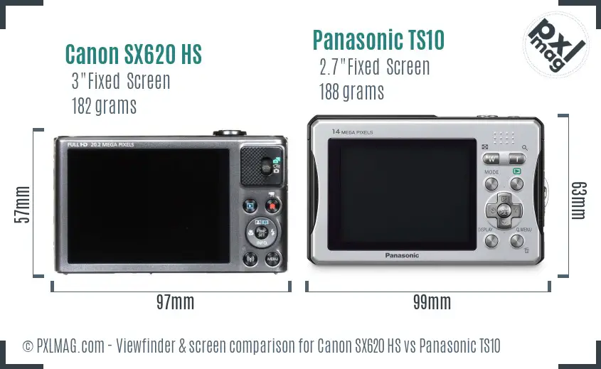 Canon SX620 HS vs Panasonic TS10 Screen and Viewfinder comparison