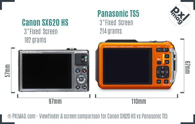 Canon SX620 HS vs Panasonic TS5 Screen and Viewfinder comparison Canon SX620 HS vs Panasonic TS5 Screen and Viewfinder comparison