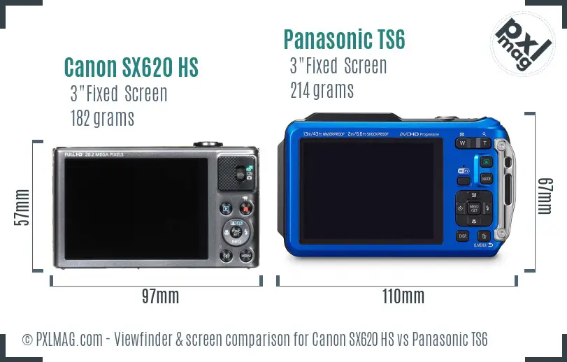 Canon SX620 HS vs Panasonic TS6 Screen and Viewfinder comparison