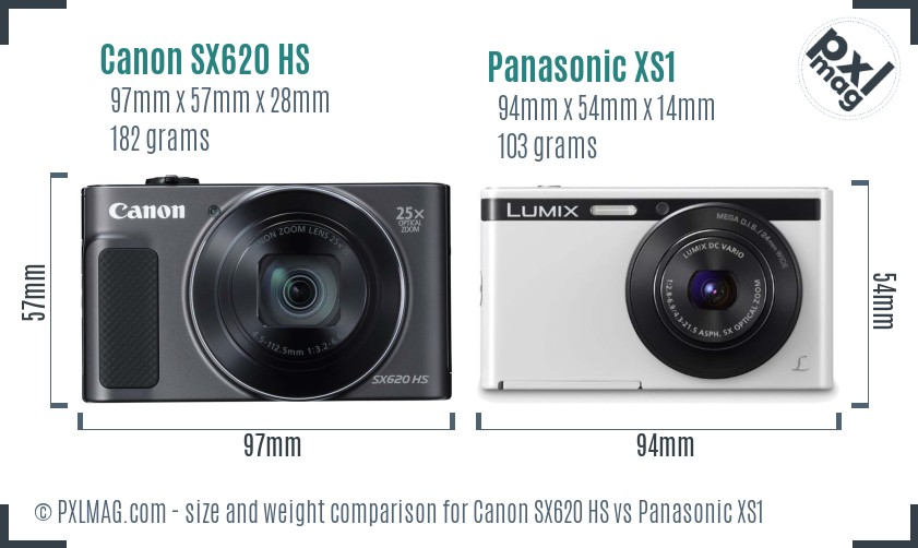 Canon SX620 HS vs Panasonic XS1 size comparison