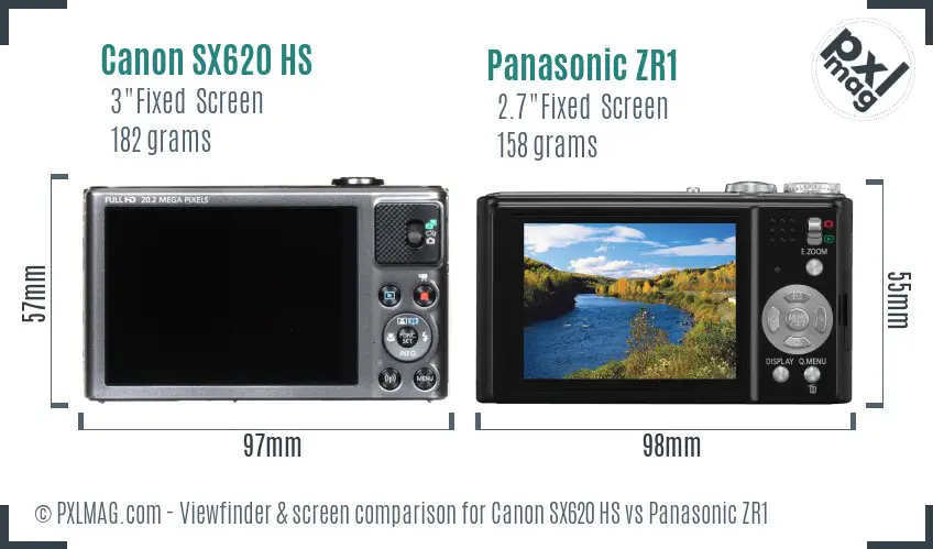 Canon SX620 HS vs Panasonic ZR1 Screen and Viewfinder comparison