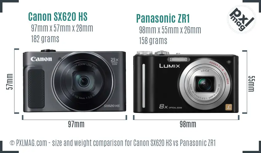 Canon SX620 HS vs Panasonic ZR1 size comparison