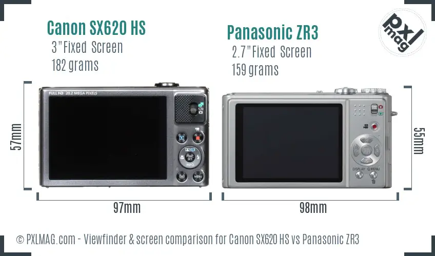 Canon SX620 HS vs Panasonic ZR3 Screen and Viewfinder comparison Canon SX620 HS vs Panasonic ZR3 Screen and Viewfinder comparison