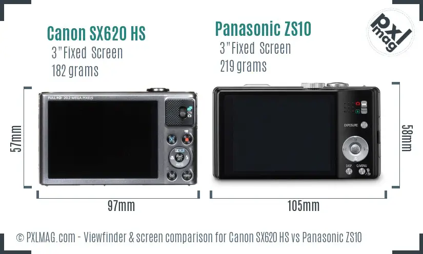 Canon SX620 HS vs Panasonic ZS10 Screen and Viewfinder comparison