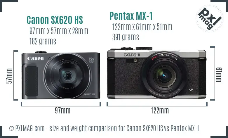 Canon SX620 HS vs Pentax MX-1 size comparison