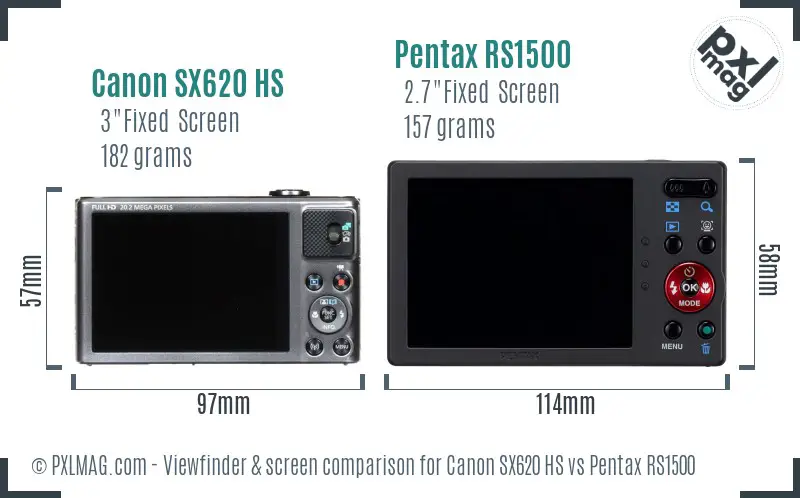 Canon SX620 HS vs Pentax RS1500 Screen and Viewfinder comparison Canon SX620 HS vs Pentax RS1500 Screen and Viewfinder comparison