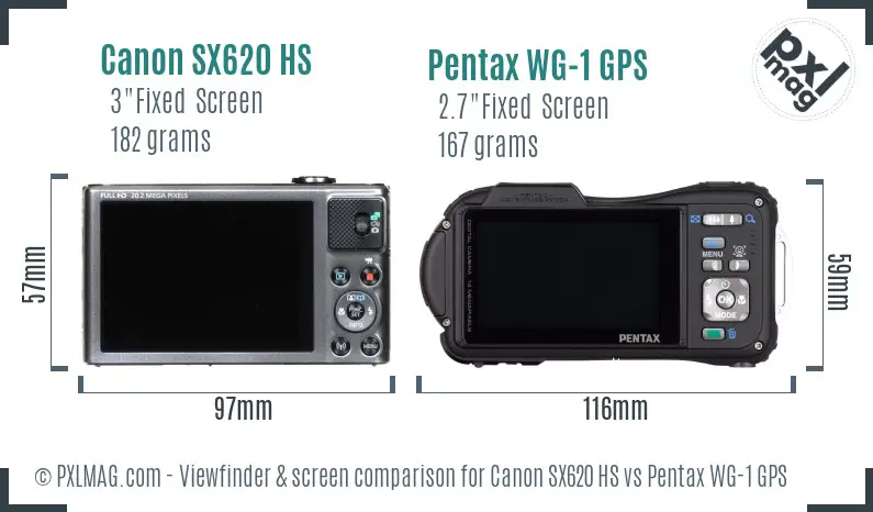 Canon SX620 HS vs Pentax WG-1 GPS Screen and Viewfinder comparison