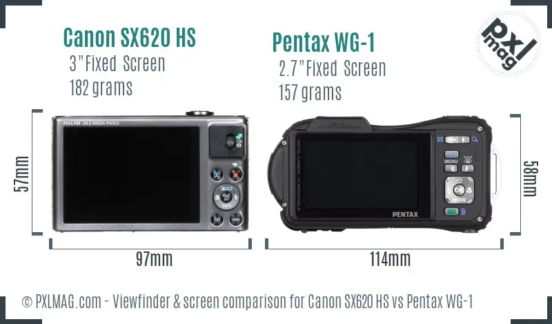 Canon SX620 HS vs Pentax WG-1 Screen and Viewfinder comparison