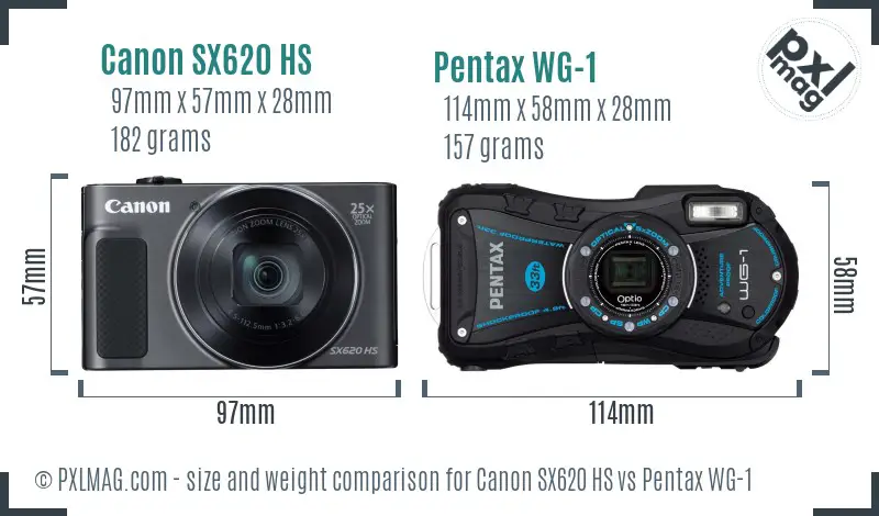 Canon SX620 HS vs Pentax WG-1 size comparison