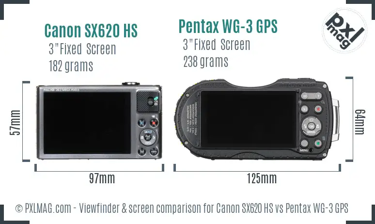 Canon SX620 HS vs Pentax WG-3 GPS Screen and Viewfinder comparison Canon SX620 HS vs Pentax WG-3 GPS Screen and Viewfinder comparison